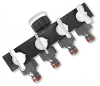 Разделитель Bradas четырехканальный с кранами и резьбой 1"-3/4"